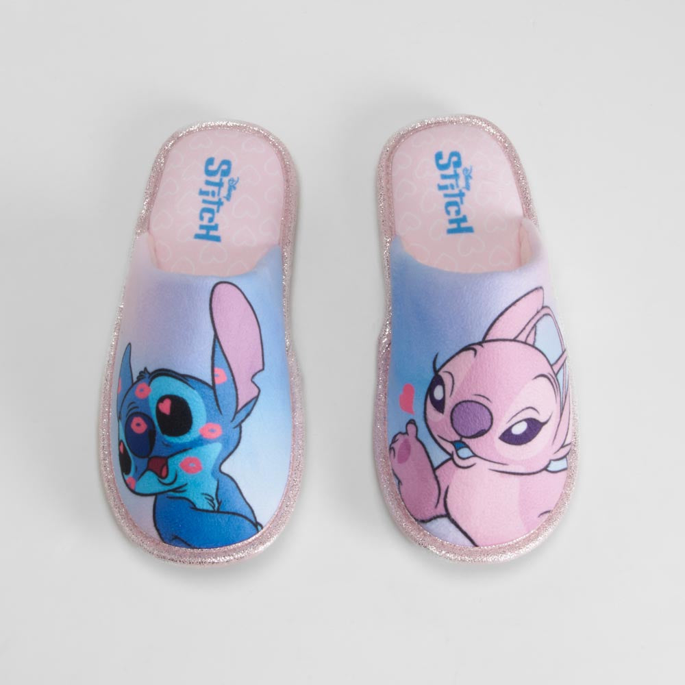 Zapatilla casa rosa y azul STITCH