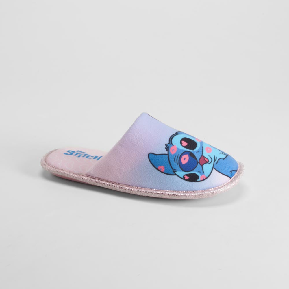 Zapatilla casa rosa y azul STITCH