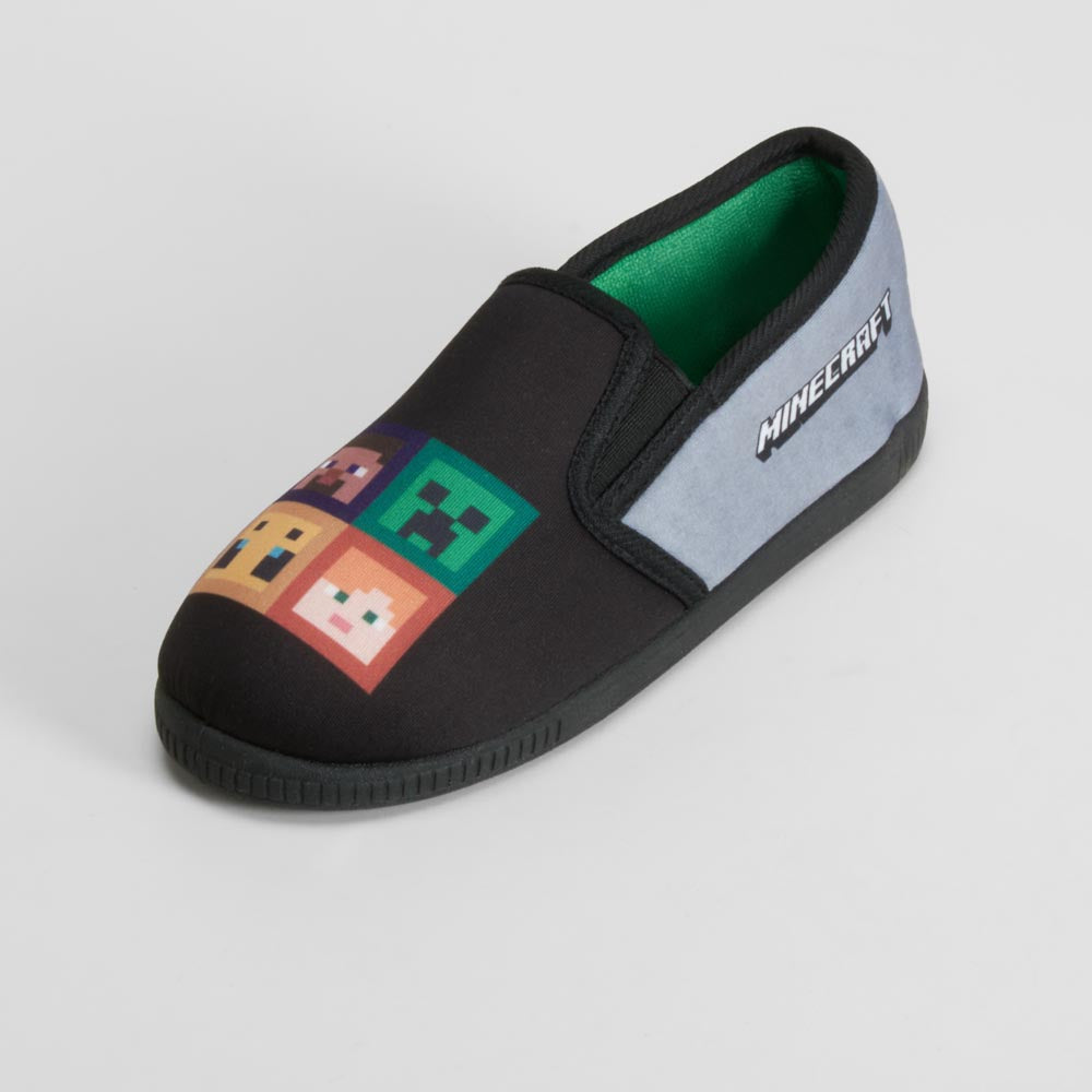 Zapatilla de casa cerrada negra MINECRAFT