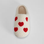 Zapatilla de casa blanca con corazones rojos OLYNE