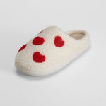 Zapatilla de casa blanca con corazones rojos OLYNE
