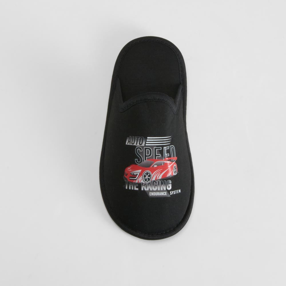 Zapatilla de casa negra con diseño de coche OLYNE