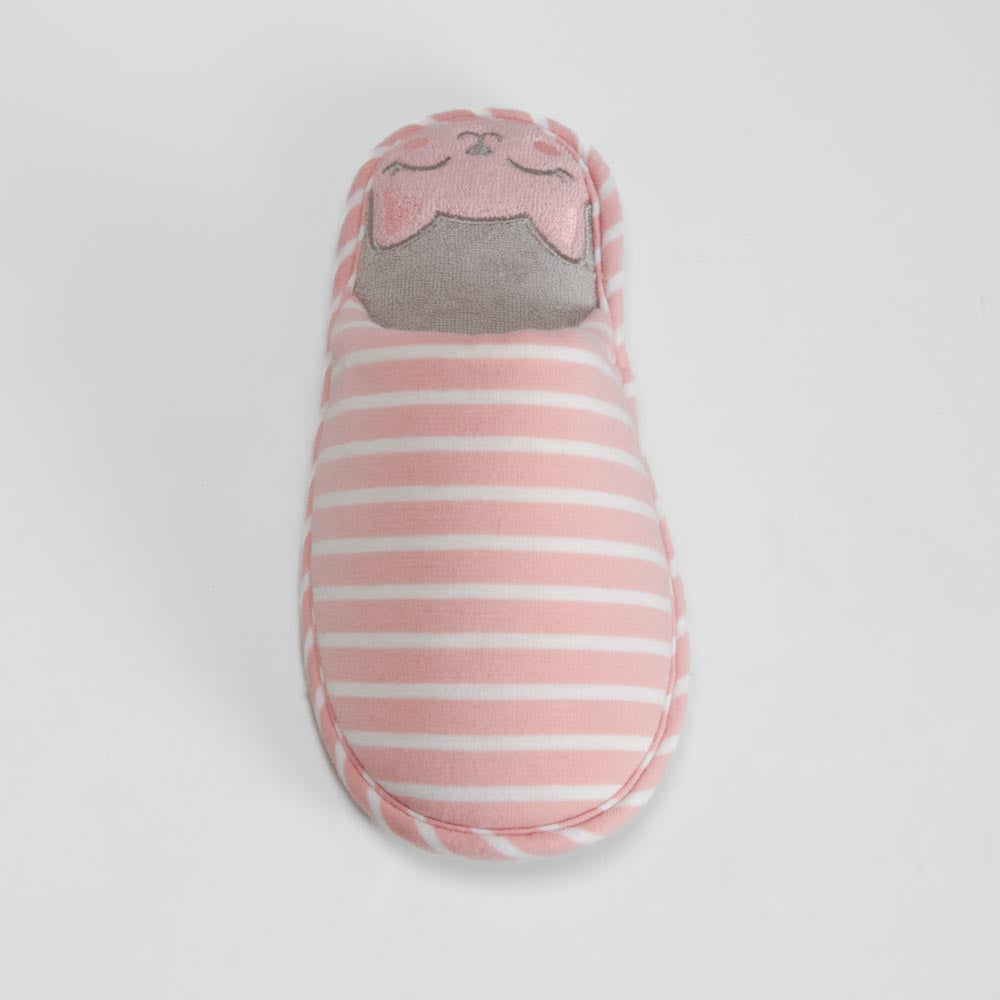 Zapatilla de casa rayas rosa OLYNE