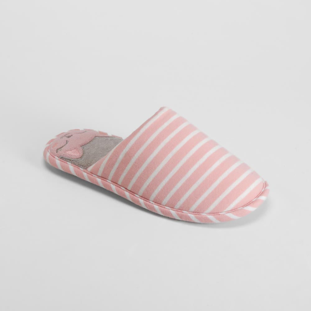 Zapatilla de casa rayas rosa OLYNE