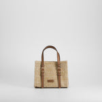 Bolso bandolera rafia hebillas beige PICCOLA PIU