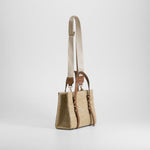 Bolso bandolera rafia hebillas beige PICCOLA PIU