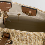 Bolso bandolera rafia hebillas beige PICCOLA PIU