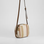 Bolso cruzado rayas marrón beige PICCOLA PIU