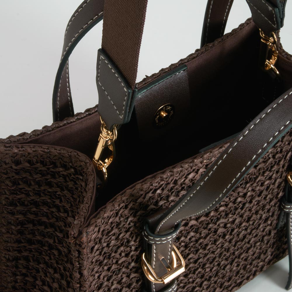 Bolso rafia asa doble marrón PICCOLA PIU
