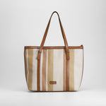 Bolso shopper rayas tonos marrón PICCOLA PIU