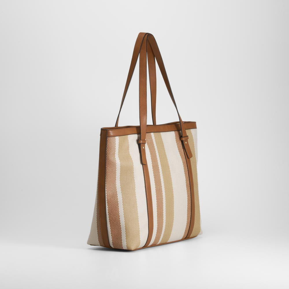 Bolso shopper rayas tonos marrón PICCOLA PIU