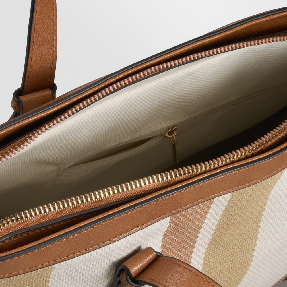 Bolso shopper rayas tonos marrón PICCOLA PIU