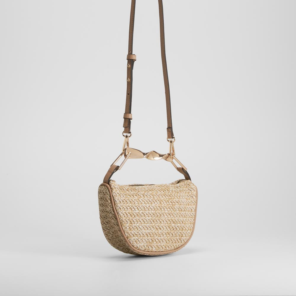 Bolso hombro rafia elegante beige PICCOLA PIU