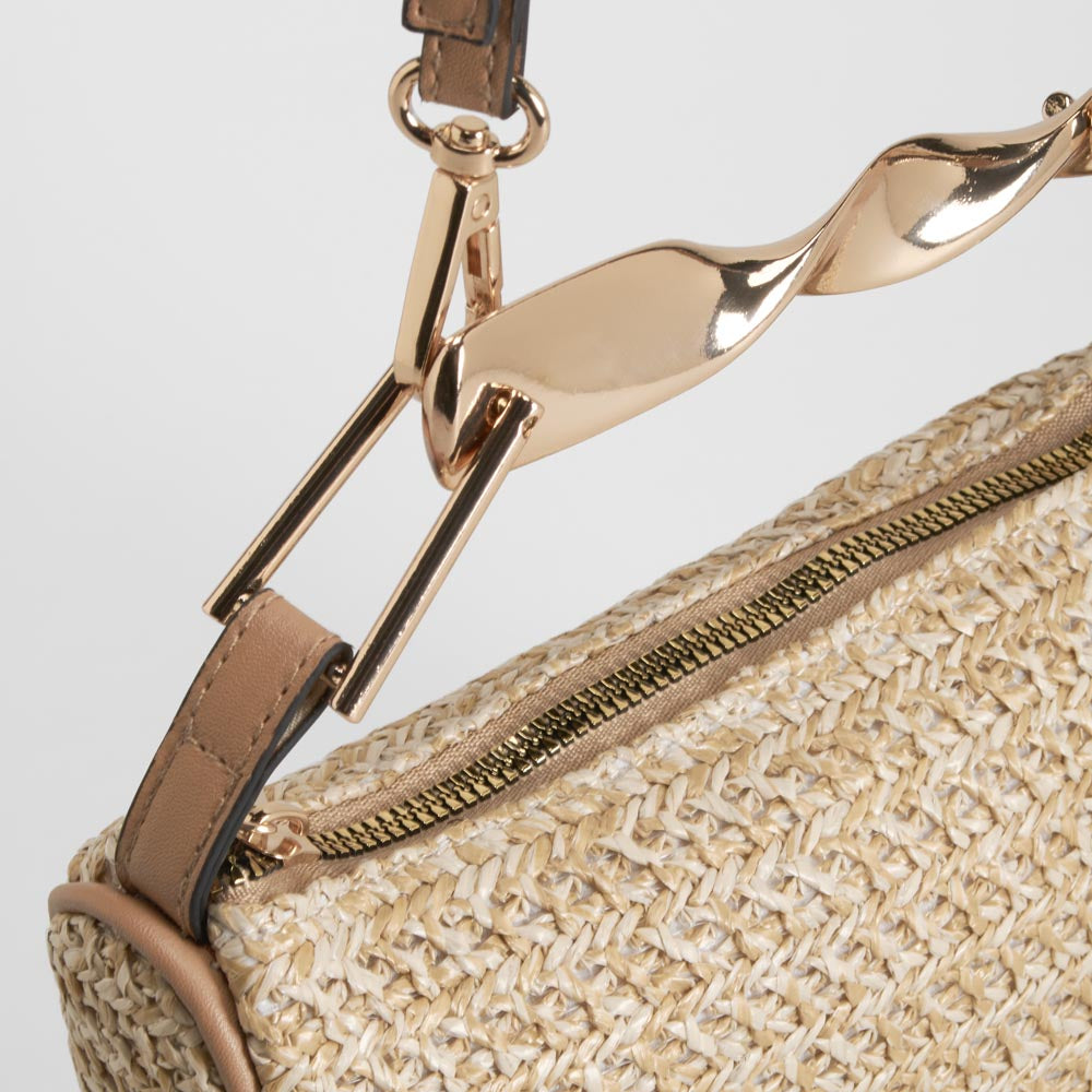 Bolso hombro rafia elegante beige PICCOLA PIU