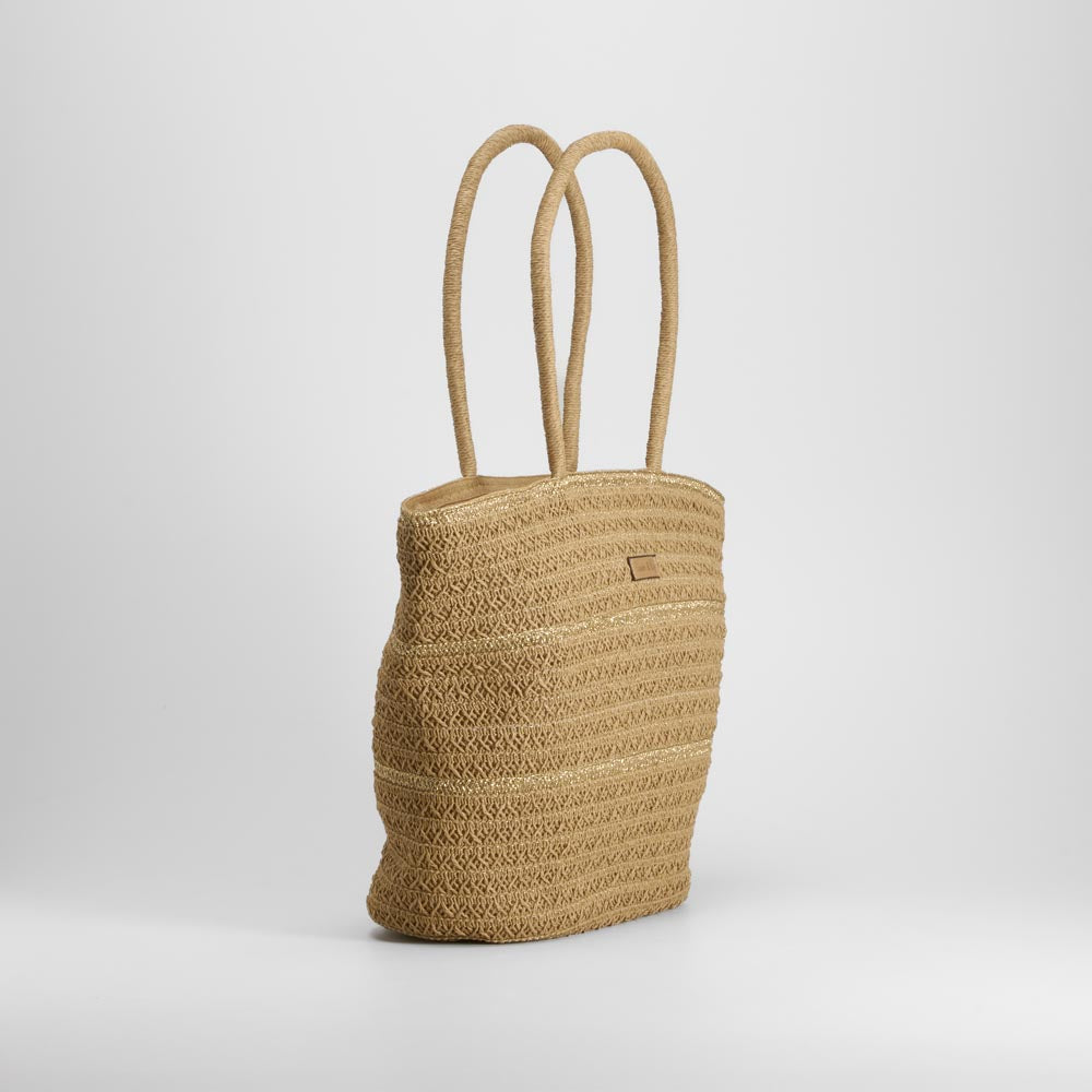 Bolso shopper rafia beige PICCOLA PIU