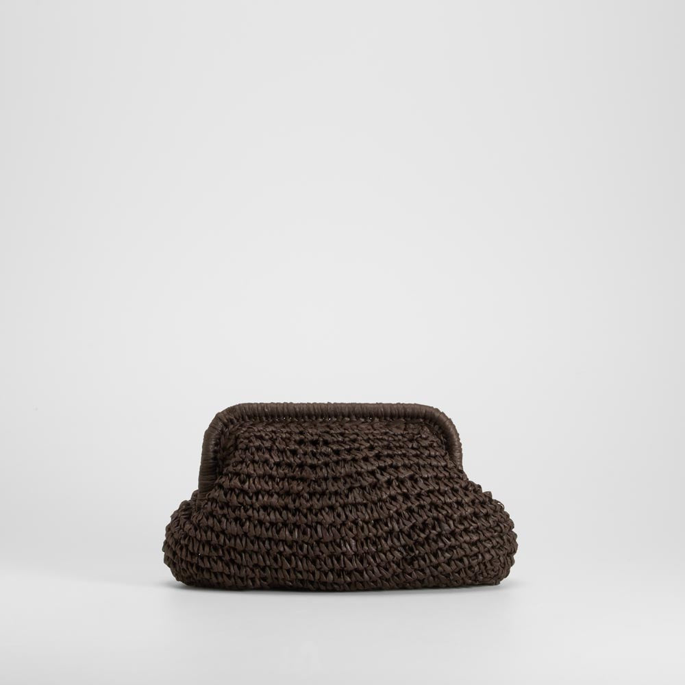 Bolso de mano rafia marrón PICCOLA PIU