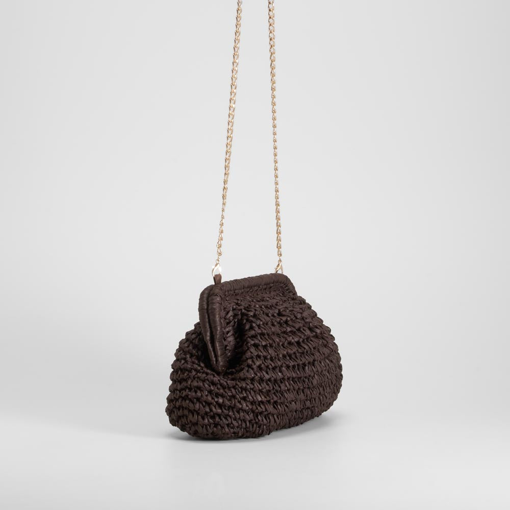 Bolso de mano rafia marrón PICCOLA PIU