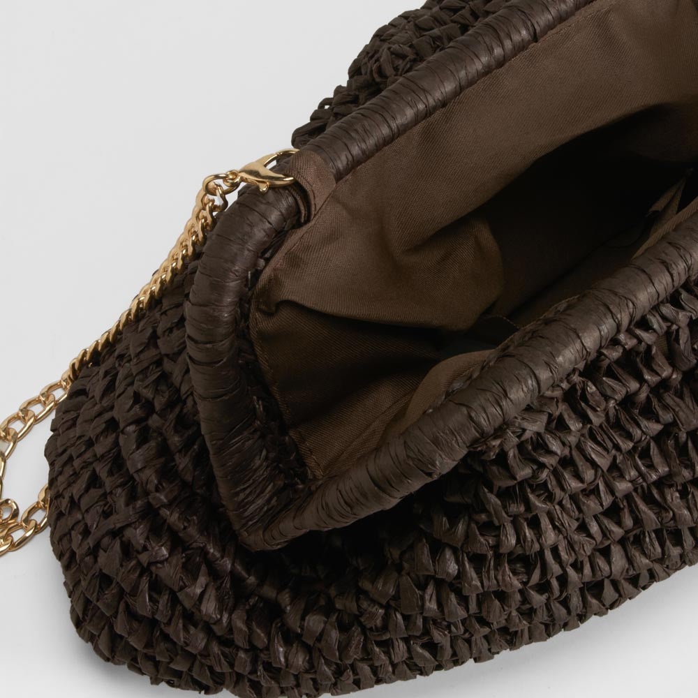 Bolso de mano rafia marrón PICCOLA PIU
