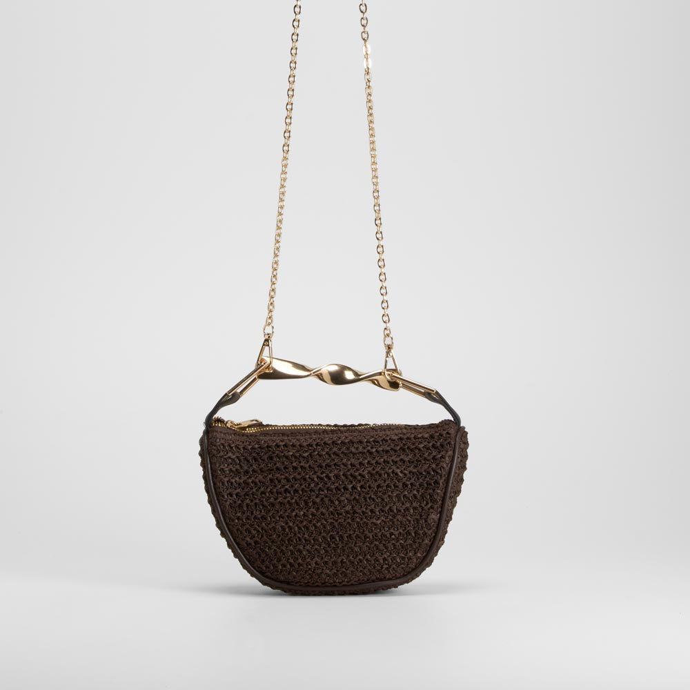 Bolso mano rafia elegante marrón PICCOLA PIU