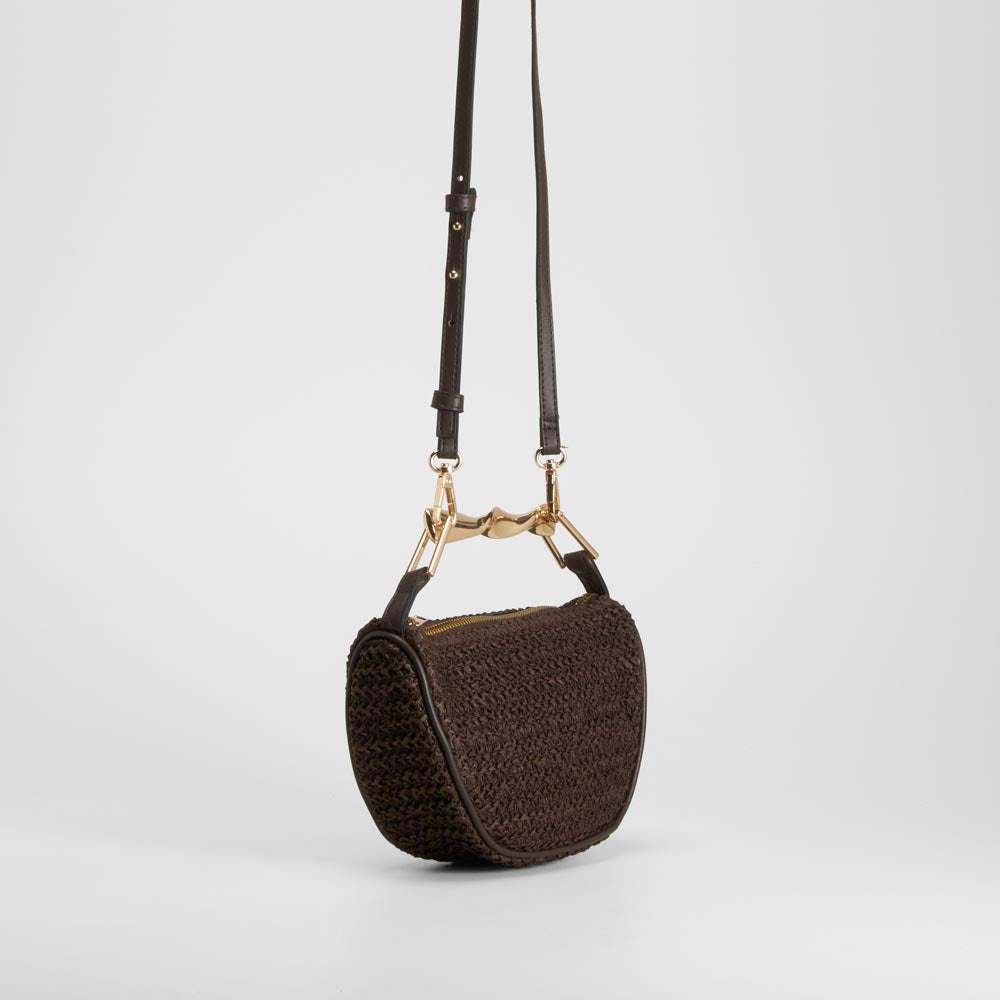 Bolso mano rafia elegante marrón PICCOLA PIU