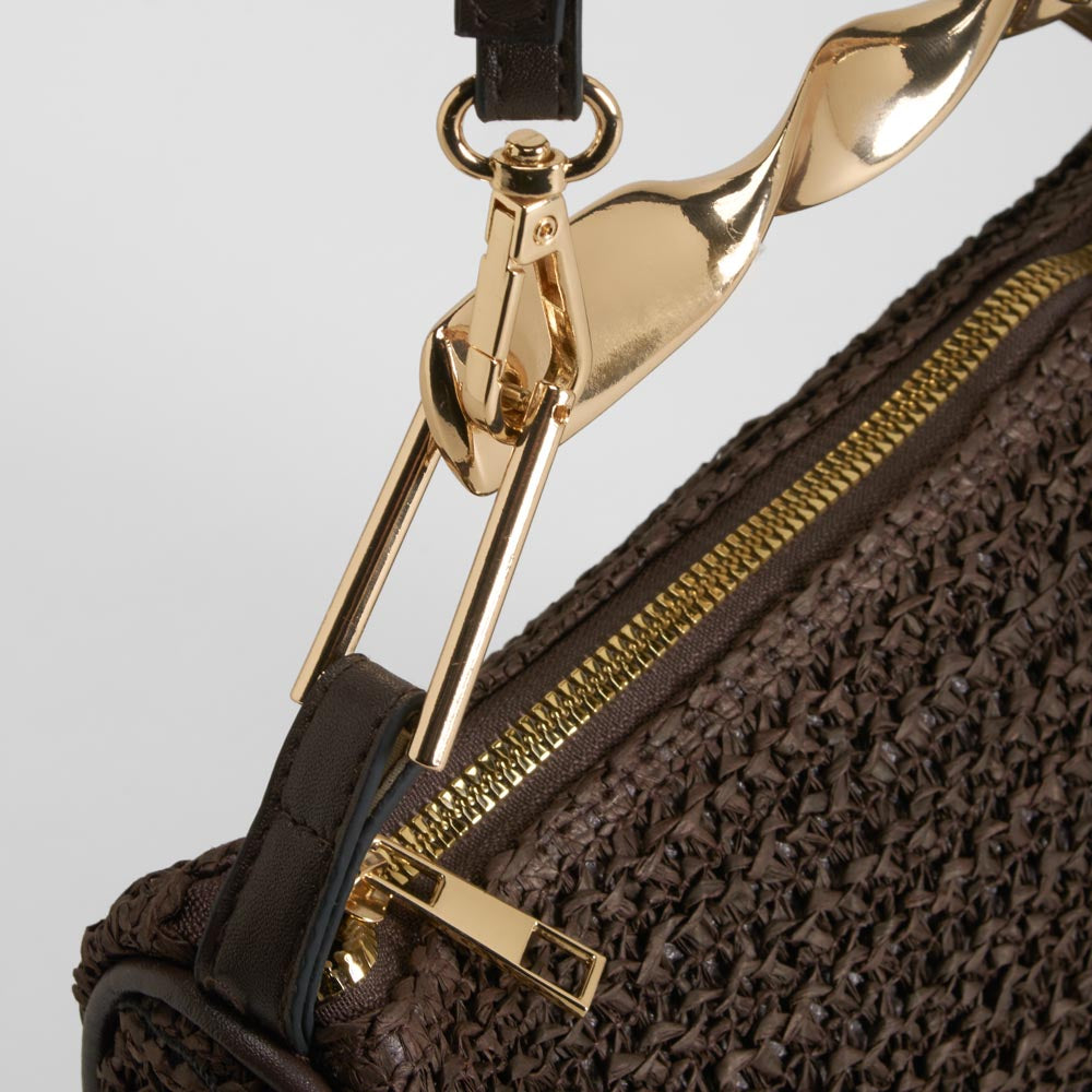 Bolso mano rafia elegante marrón PICCOLA PIU