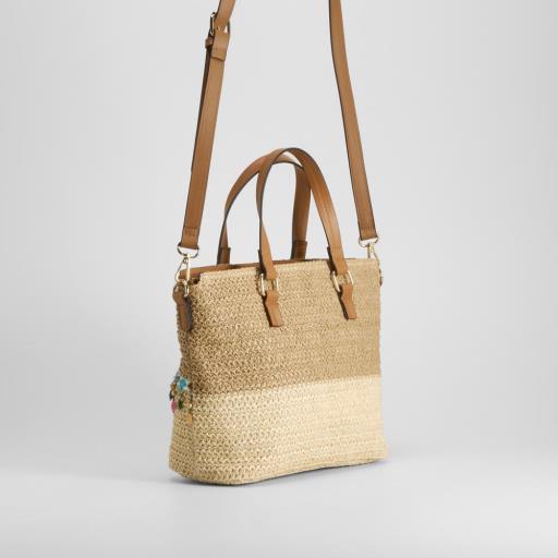 Bolso rafia cenefa beige SENDA ROAD