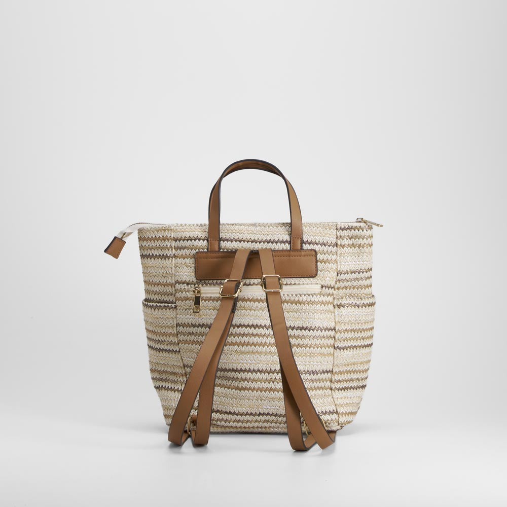 Bolso mochila rafia marrón SENDA ROAD