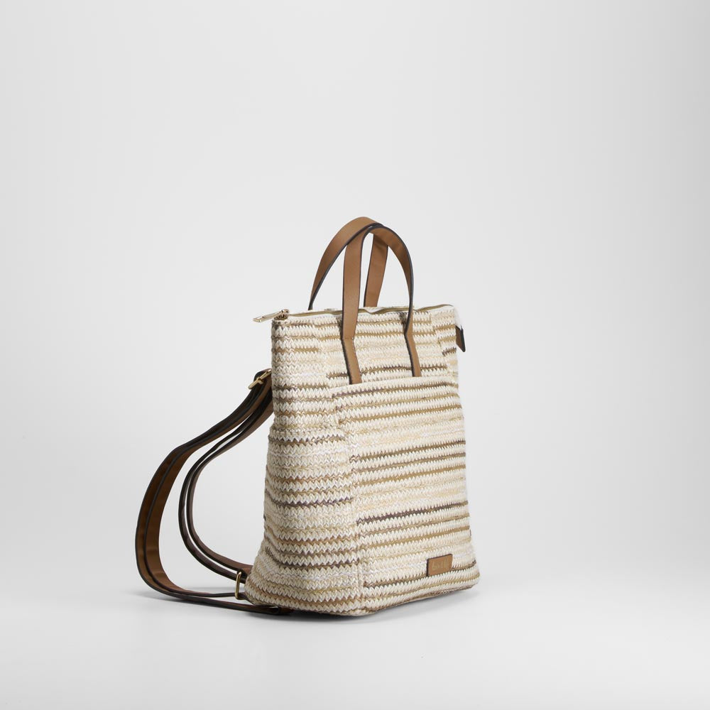 Bolso mochila rafia marrón SENDA ROAD
