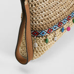 Bolso bandolera rafia cenefa beige SENDA ROAD