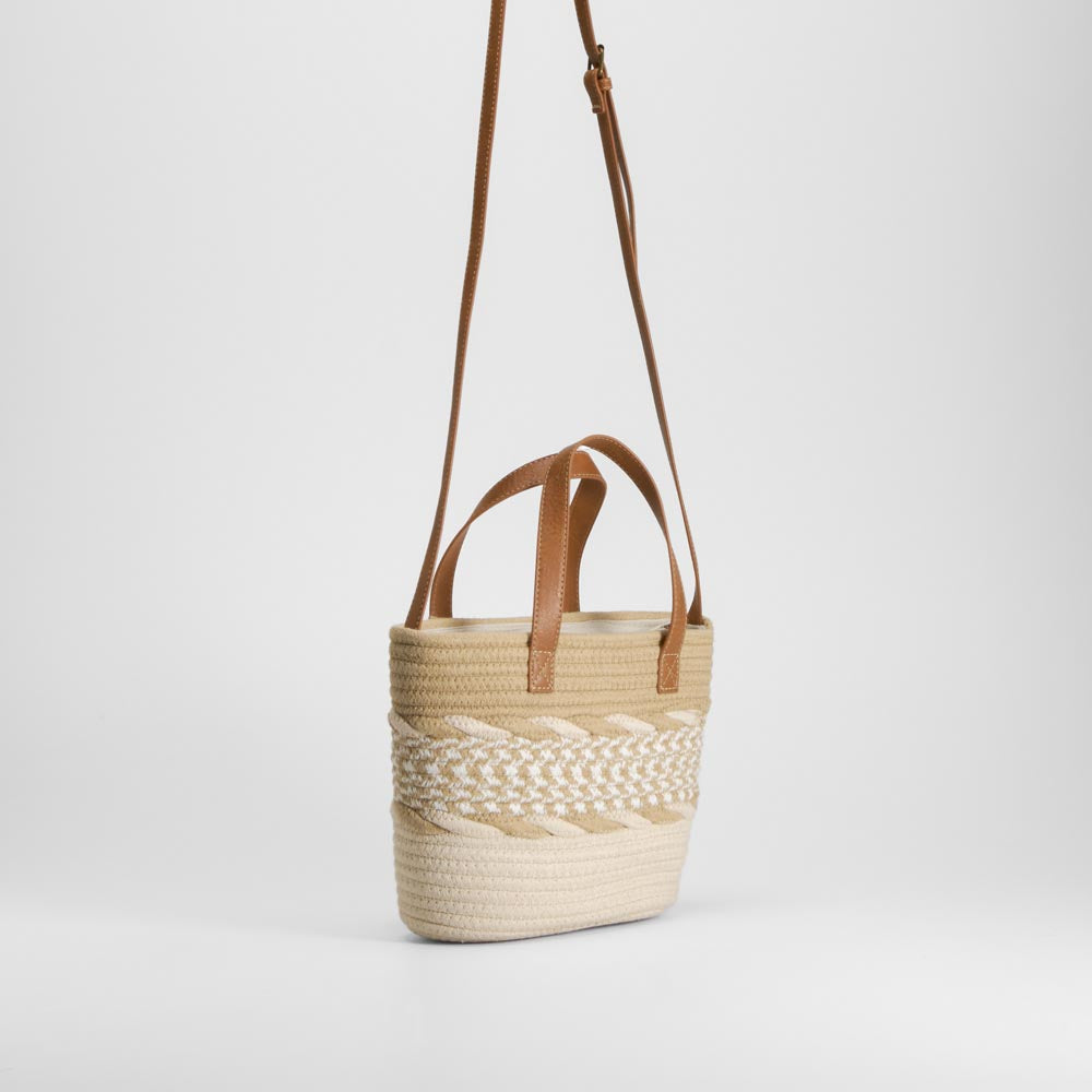 Bolso capazo rafia trenzado beige SENDA ROAD
