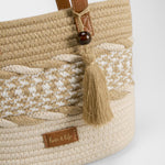 Bolso capazo rafia trenzado beige SENDA ROAD