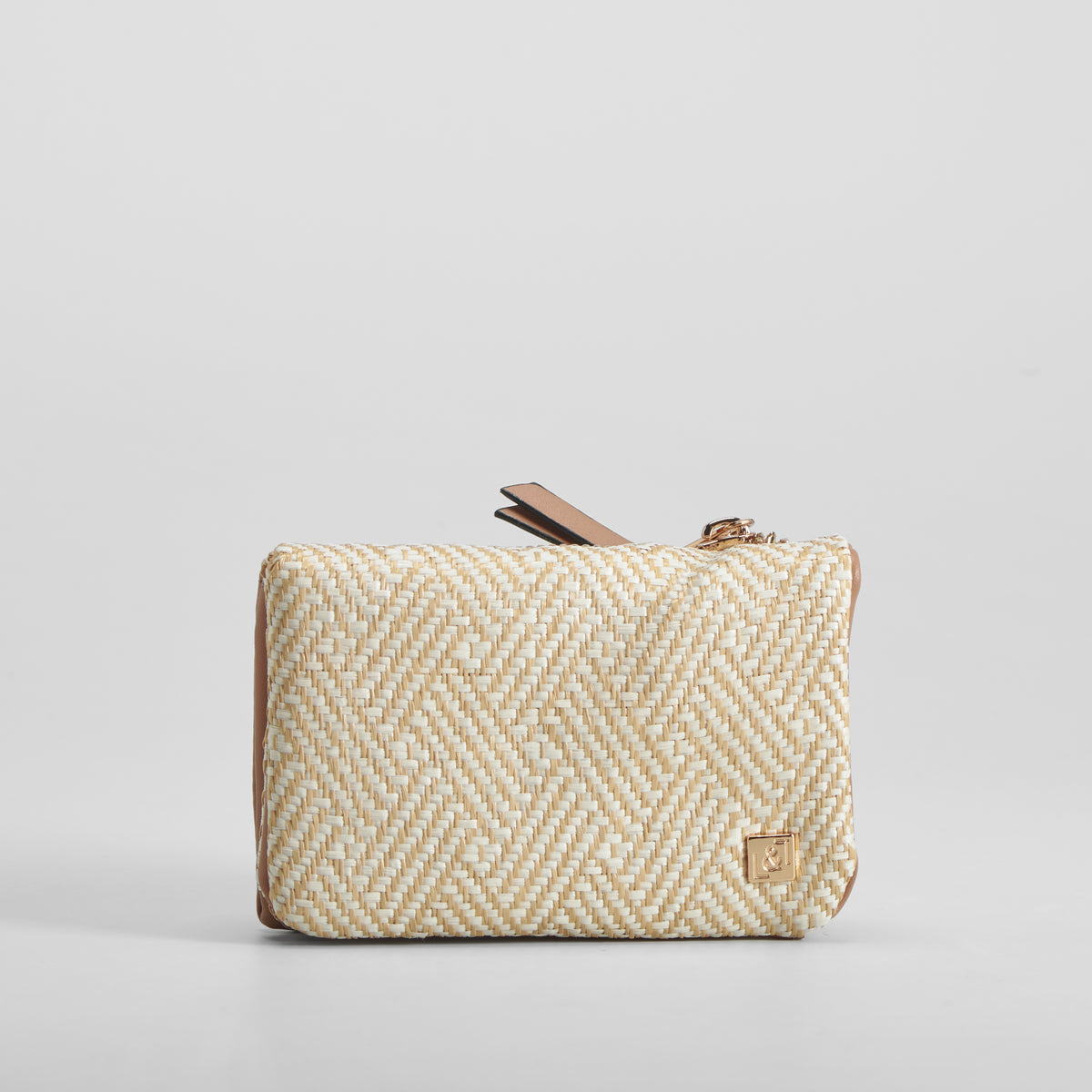 Cartera rafia bicolor beige PICCOLA PIU