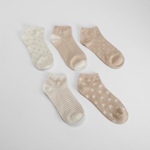 Pack 5 calcetines tobilleros beige MERKAL