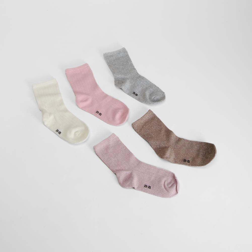 Pack 5 calcetines bebé canalé brillante MERKAL