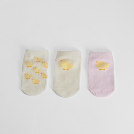 Pack 3 calcetines bebé pollitos multicolor MERKAL