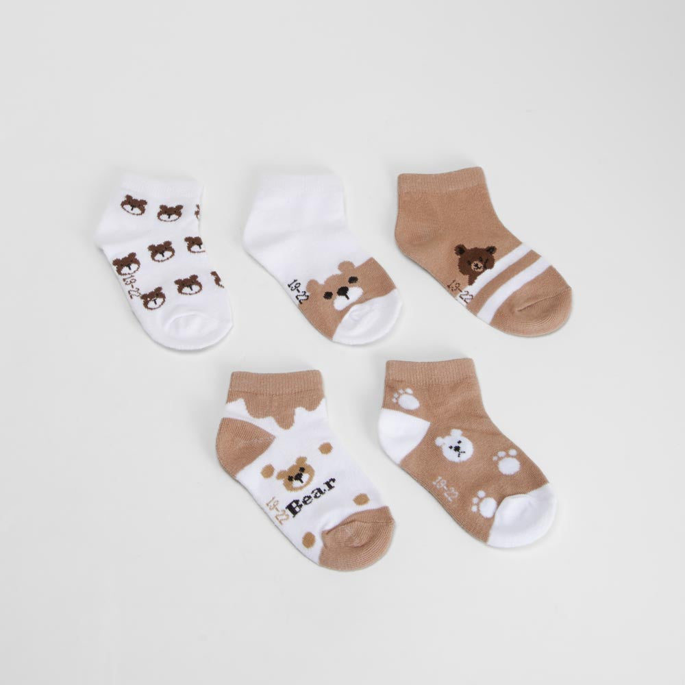 Pack 5 calcetines invisible ositos beige MERKAL