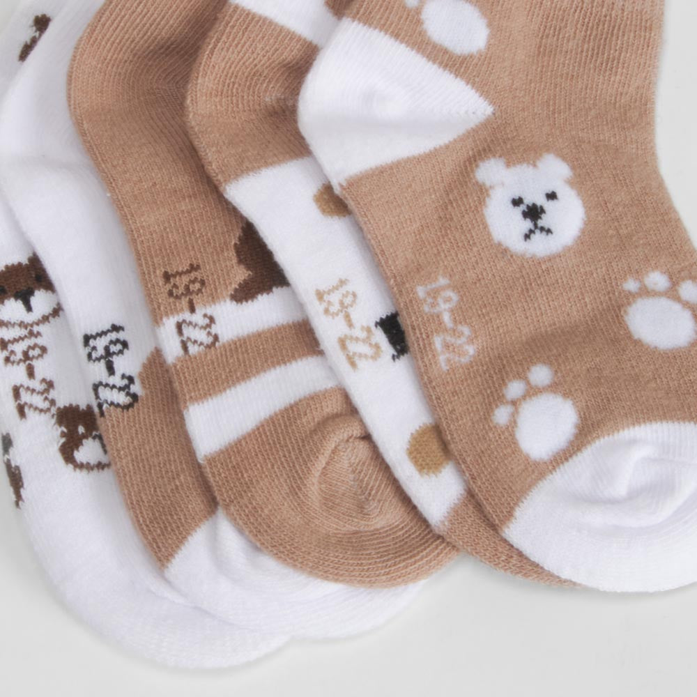 Pack 5 calcetines invisible ositos beige MERKAL