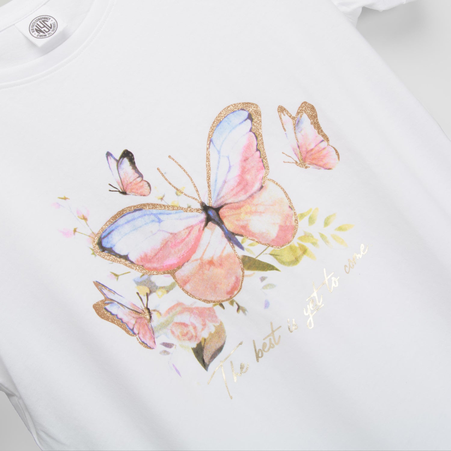Camiseta mariposa estampada blanca NYC