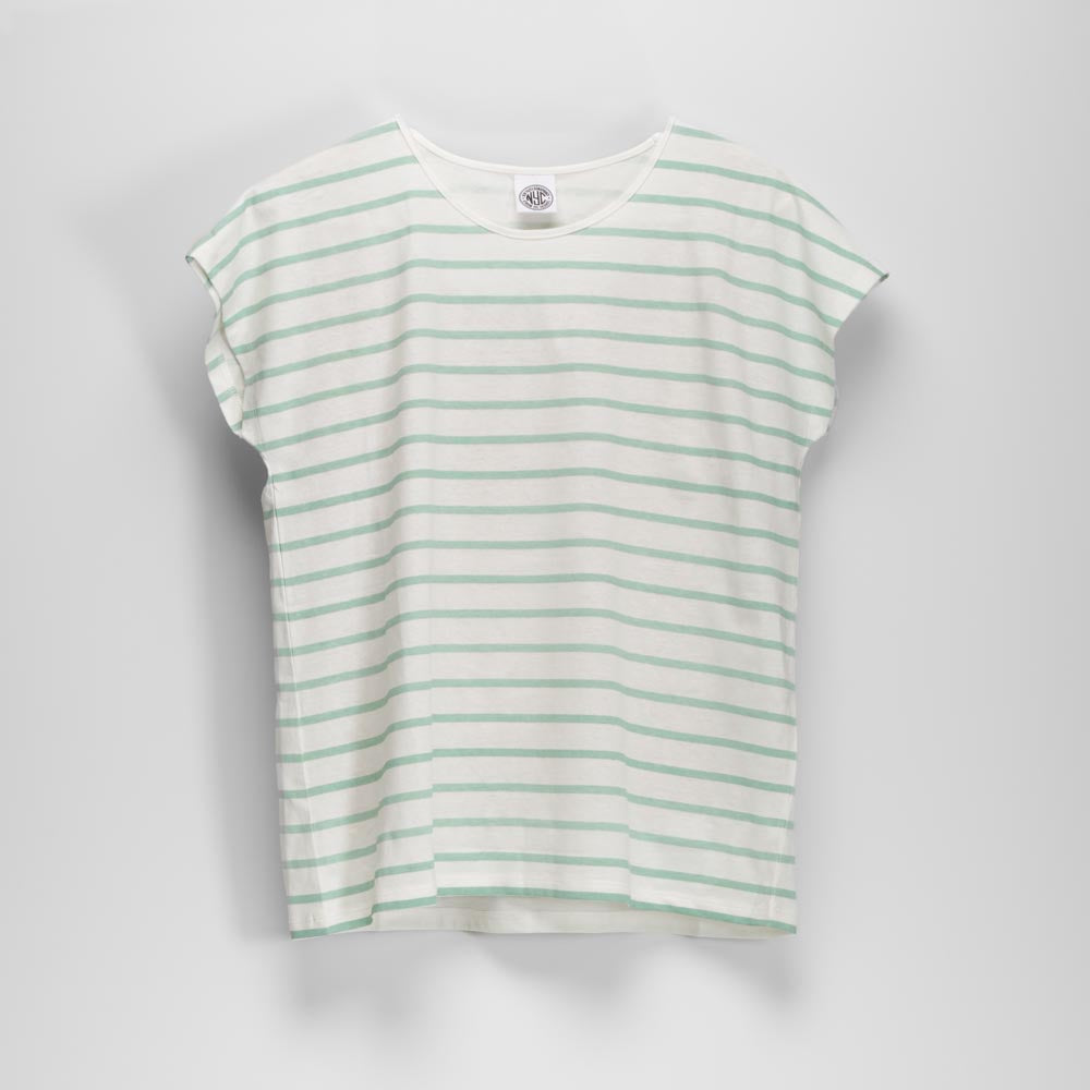 Camiseta manga corta rayas verde NYC