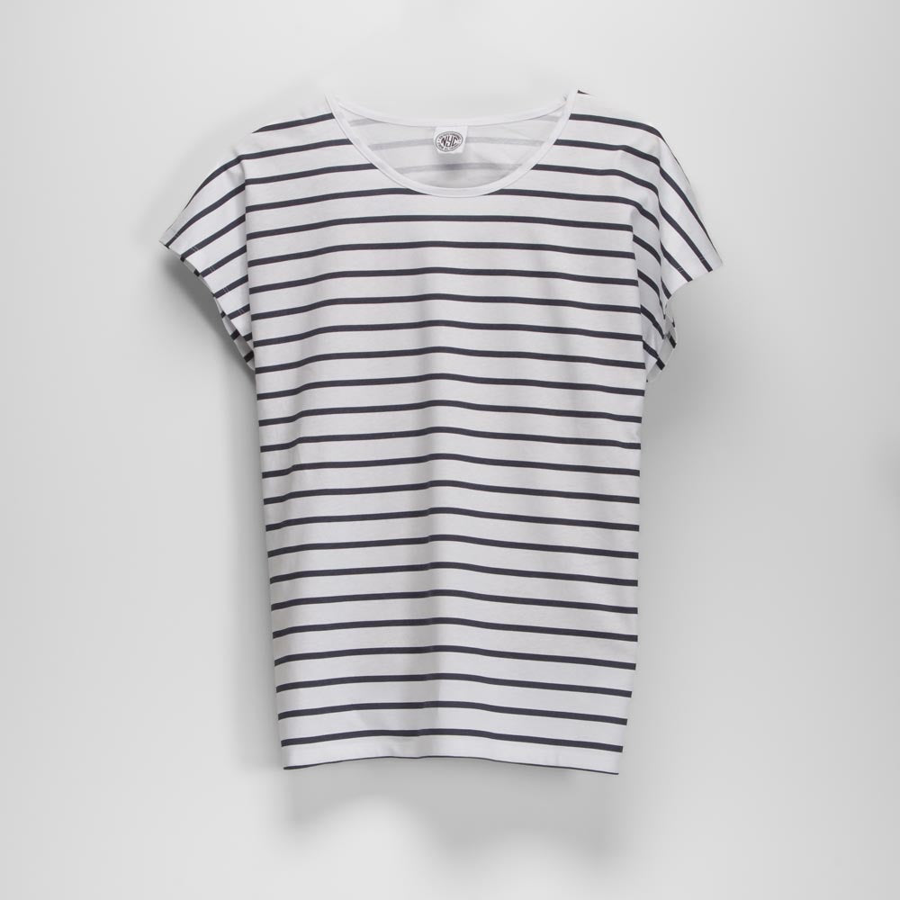 Camiseta manga corta rayas azul NYC