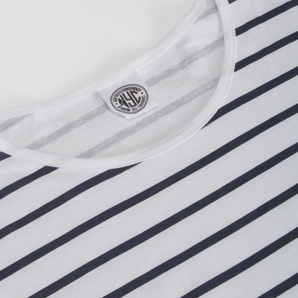 Camiseta manga corta rayas azul NYC