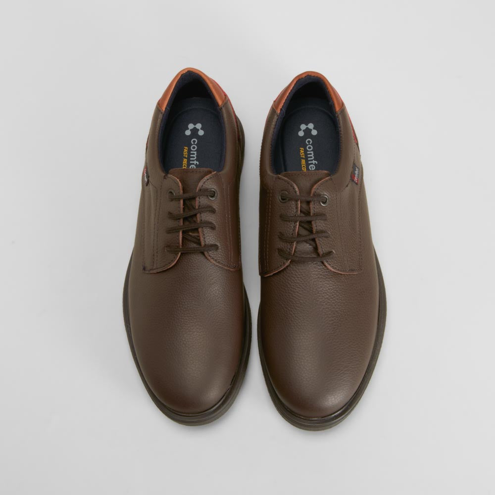 Zapato clásico blucher sport piel marrón COMFEET