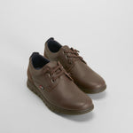 Zapato cordones elásticos piel marrón COMFEET