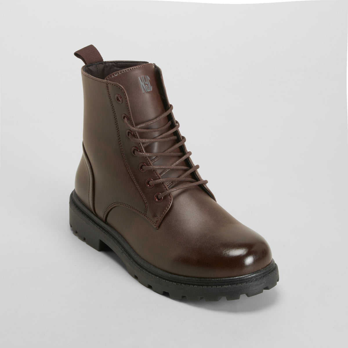 Botín militar básico cordones marrón NYC