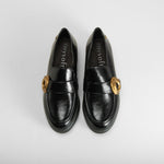 Mocasín cuña adorno dorado negro MYSOFT