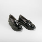 Mocasín charol plataforma elegante negro MYSOFT