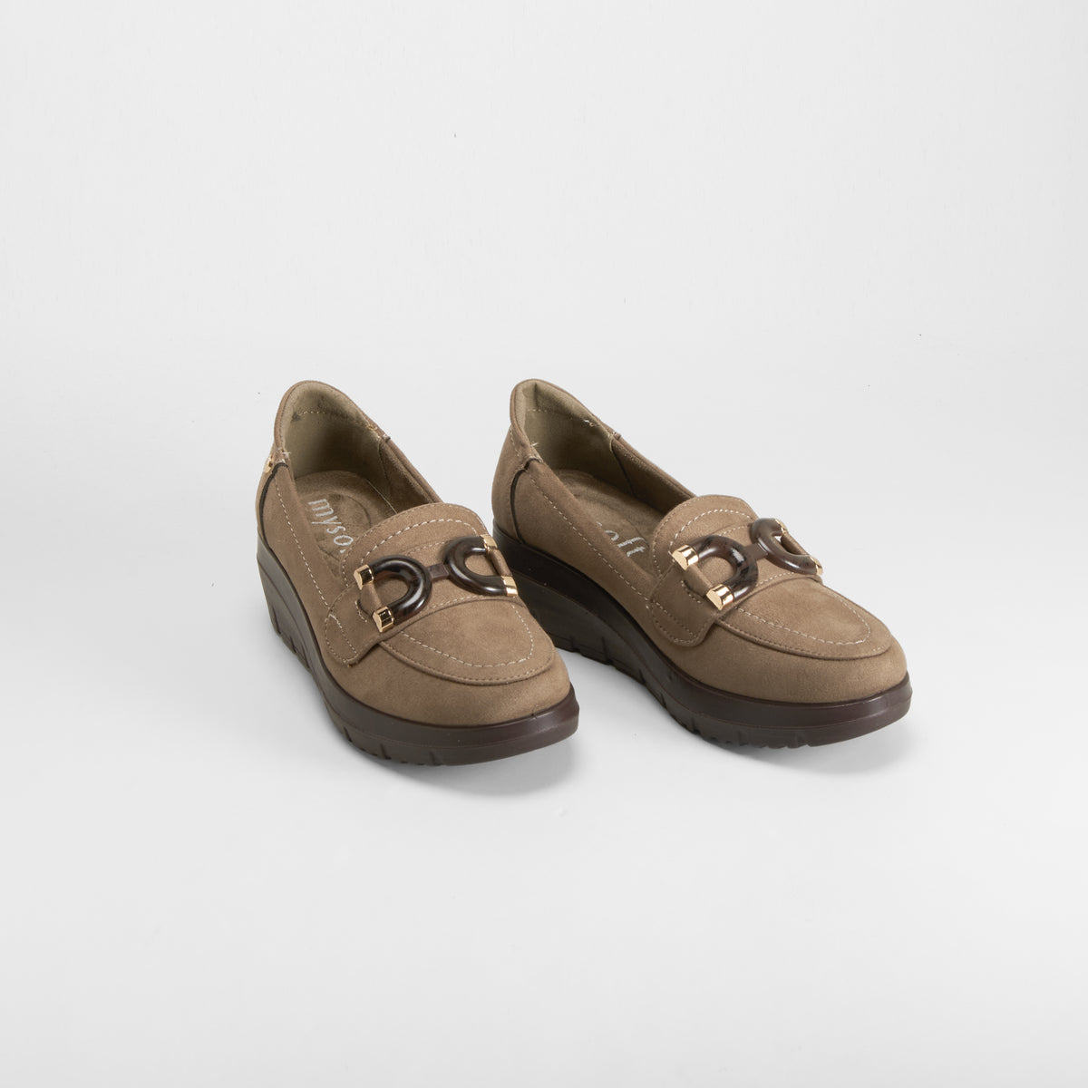 Zapato mocasín cuña marrón MYSOFT