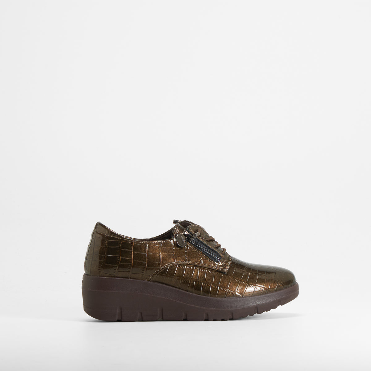 Zapatilla cordón cremallera marrón MYSOFT