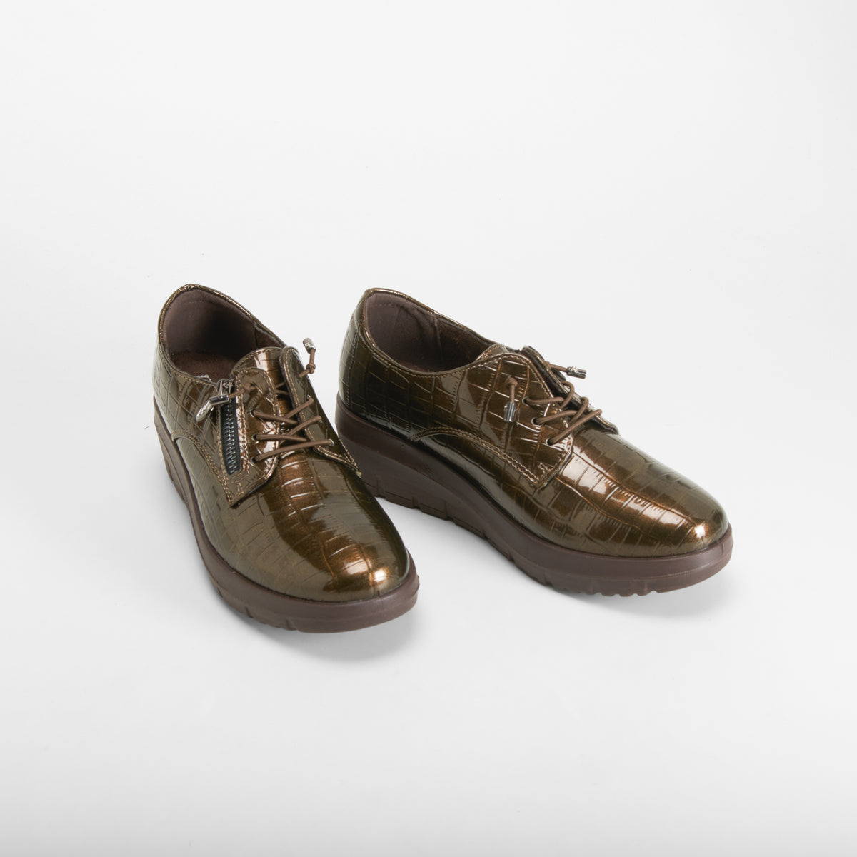 Zapatilla cordón cremallera marrón MYSOFT