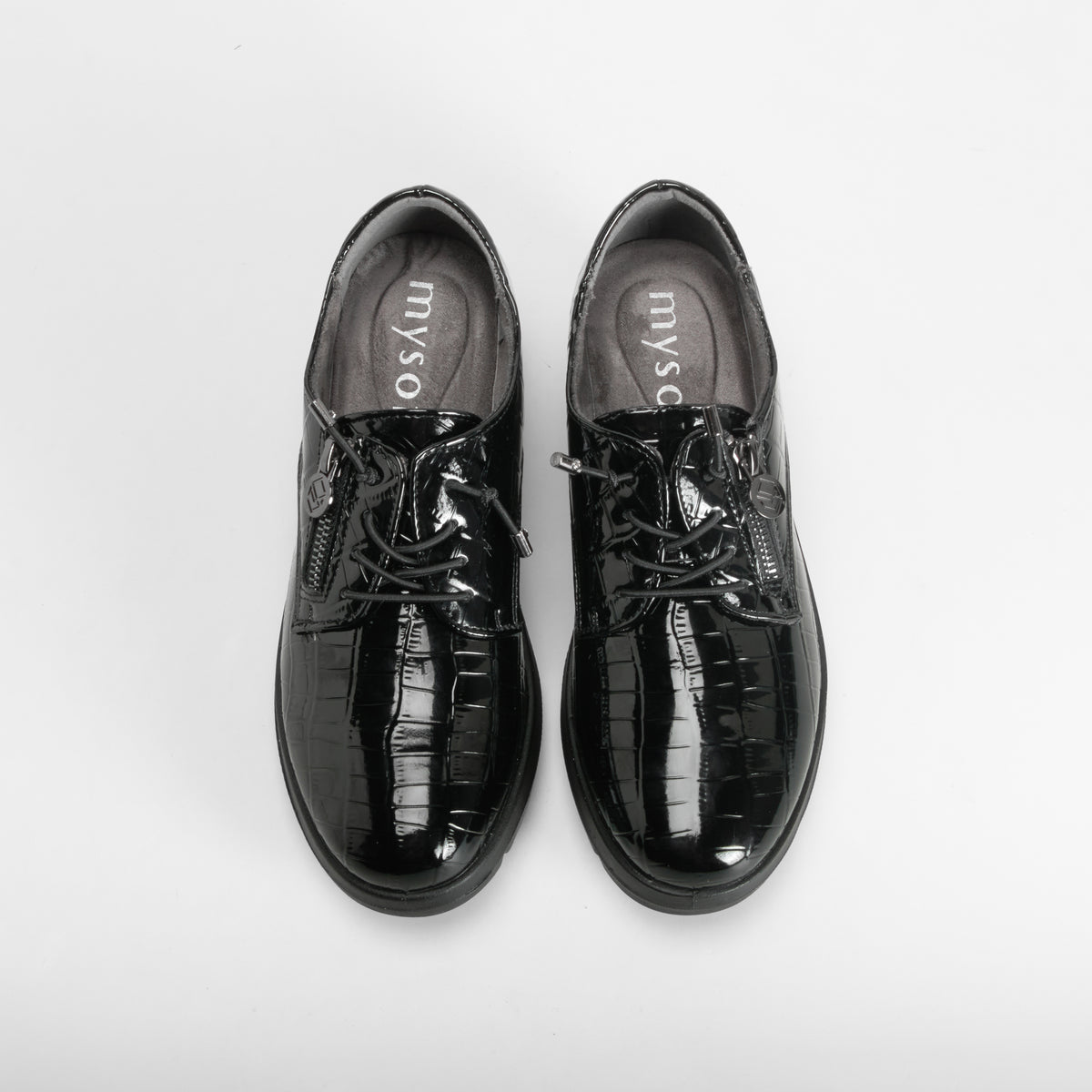 Zapato cuña cordón negro MYSOFT